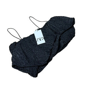 Stunning Zara UK Cropped Statement Top Black Organza Sz Medium NWT Tank Bralette